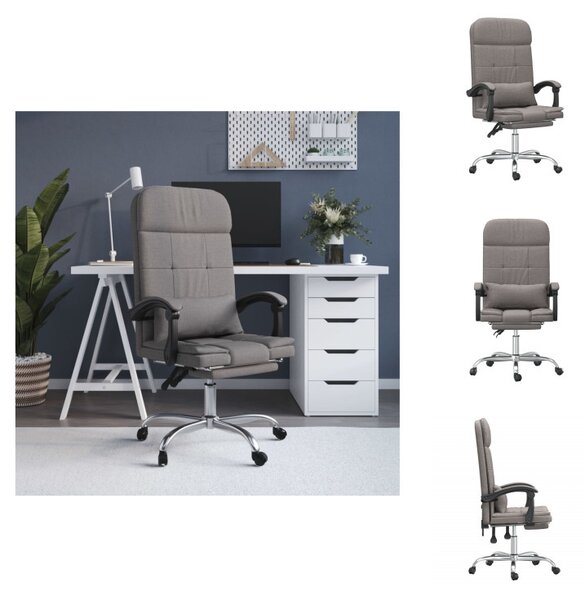 VidaXL Sedia da ufficio con funzione massaggio in tessuto taupe - Sedie da ufficio