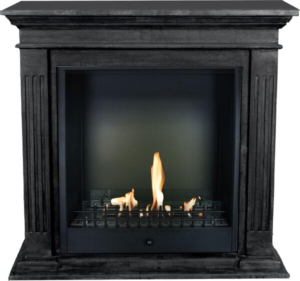 Caminetto a etanolo Xaralyn - Cadiz BCL-SBU - pietra naturale nera - riscaldamento a 3 kW - caminetto da incasso incluso - caminetto decorativo