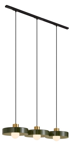 Sistema a binario moderno nero con 3 lampade a sospensione in ottone e verde 1-fase - Iconic Jina