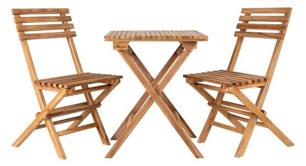 Set da caffè Cuenca con tavolo e 2 sedie da esterno in teak