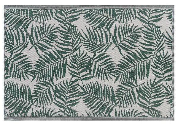 Tappeto da Esterno Motivo Foglie di Palma Verde Scuro120 x 180 cm Beliani