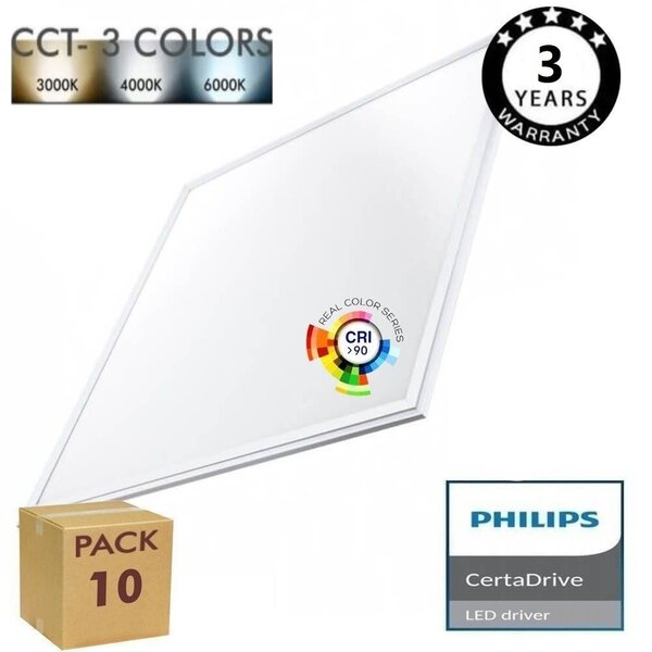 Pannello LED 60x60 44W, PHILIPS CertaDrive, 120lm/W, CRI92 - No Flickering - Pack 10 pezzi Colore Bianco Variabile CCT