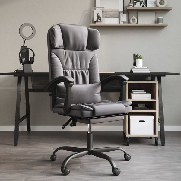 The Living Store Sedia da ufficio reclinabile in Pelle finta grigia