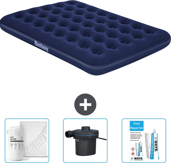 Materasso gonfiabile Bestway - Letto francese - 137 x 191 x 22 cm - Blu - Accessori inclusi