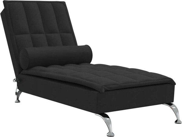 Chaise longue da massaggio con bolster in tessuto nero