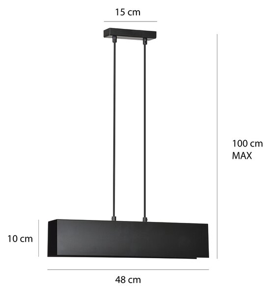 Lampadario Moderno 2 Luci Gentor In Acciaio Nero