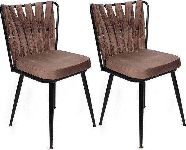 Skye Decor, Kuakl-233 V2, set di sedie (2 pezzi), marrone chiaro, 100% METALLO, 43 x 43 x 82 cm