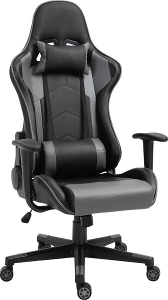 Fortuna Lai Sedia da ufficio ergonomica Sedia da gaming Sedia girevole in ecopelle e schiuma Sintetica Nera 67,5x74x126-136 cm per lavorare e giocare comodamente