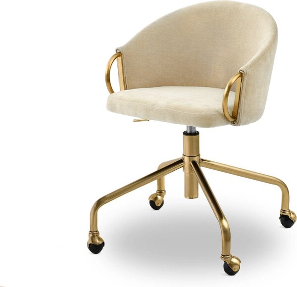 Sedia girevole di design FINBAR - crema / oro