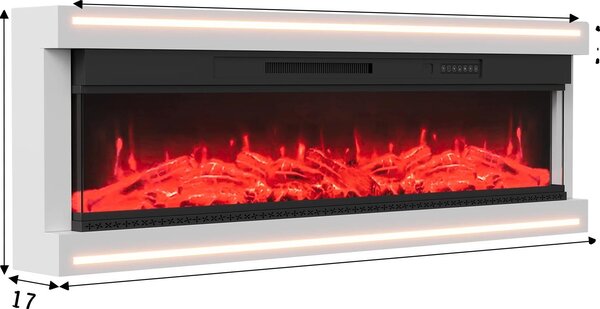 Camino elettrico da incasso, effetto fiamma LED, design moderno e minimalista, 136,8x51,3x17 cm