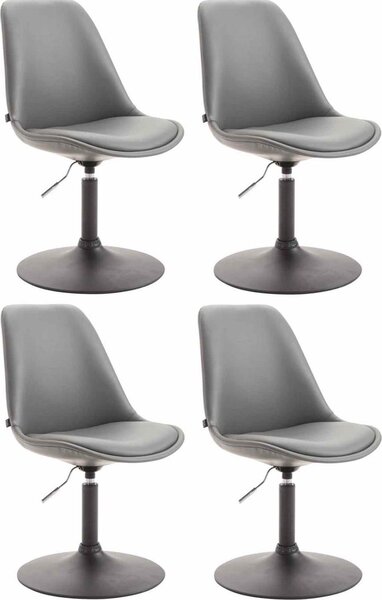 Set di 4 sedie da pranzo in Pelle finta - sedie - design moderno, seduta confortevole, colore: grigio | colore base: nero