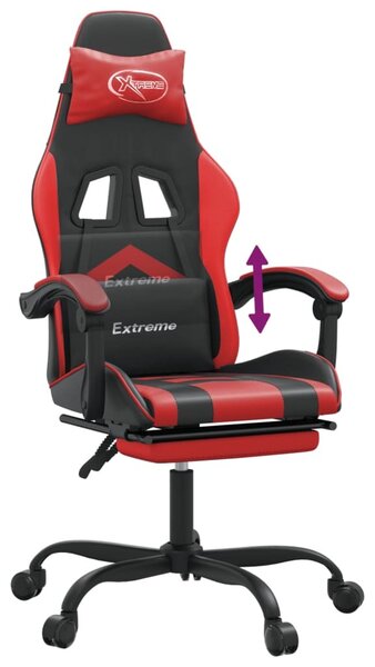 VidaXL Sedia da gioco con poggiapiedi in ecopelle nera e rossa