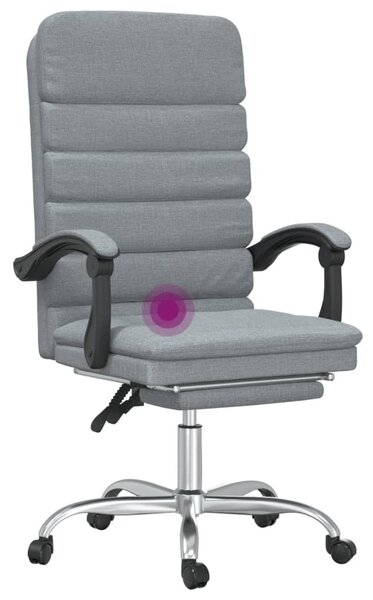 VidaXL Sedia da ufficio con funzione massaggio in tessuto grigio chiaro