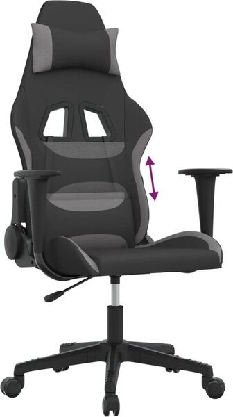 VidaXL Sedia da gioco in tessuto nero e grigio chiaro