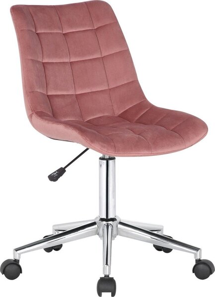 Sedia da ufficio in velluto - Sedia da ufficio ergonomica - Funzione regolabile in altezza e girevole | Colore: rosa