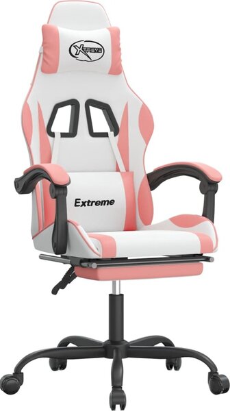 VidaXL Sedia da gioco con poggiapiedi in ecopelle bianca e rosa