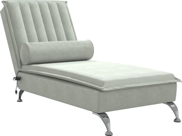 Chaise longue da massaggio con cuscino Velluto grigio chiaro