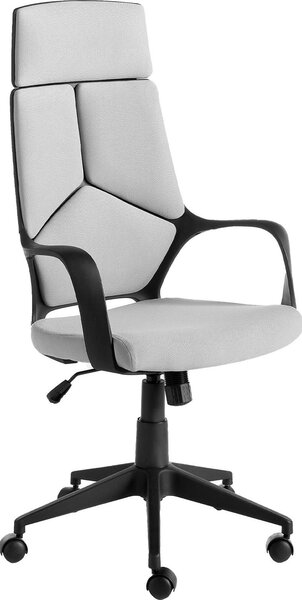 Sedia girevole da ufficio Angel Cerdá in tessuto grigio chiaro e PVC nero 4076