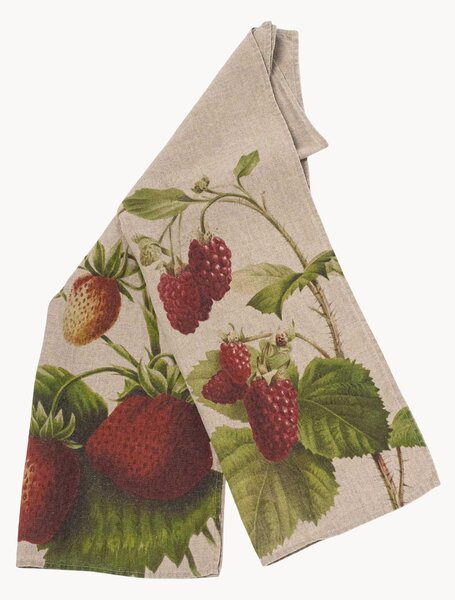 Set di 2 strofinacci in lino Strawberry & Raspberry