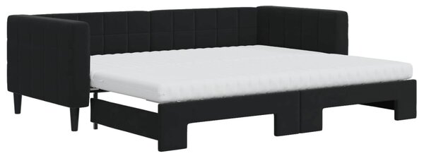 VidaXL Divano letto estraibile con materasso Nero 90x200 cm Velluto