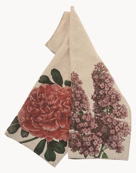 Set di 2 strofinacci in lino Peony & Lilac