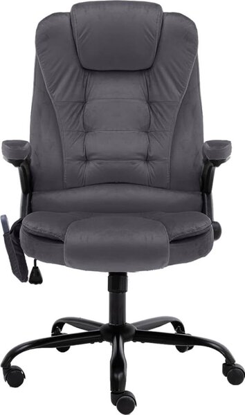 Sedia da Ufficio Massaggiante Grigio Scuro in Velluto