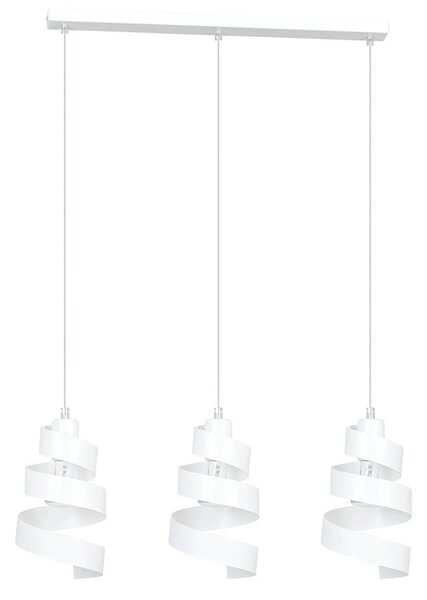 Lampadario Moderno 3 Luci Saga In Acciaio Bianco Con Fasce A Spirale