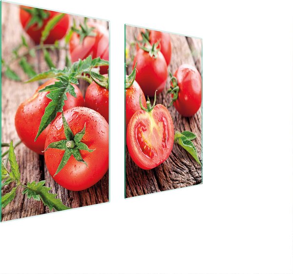 Piastre copripiano cottura 2 pezzi 75x52 Copripiano in Vetroceramica tagliere in vetro pomodori rosso
