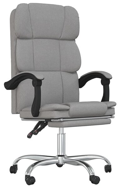 VidaXL Sedia da ufficio con funzione reclinabile in tessuto grigio chiaro