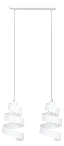 Lampadario Moderno 2 Luci Saga In Acciaio Bianco Con Fasce A Spirale