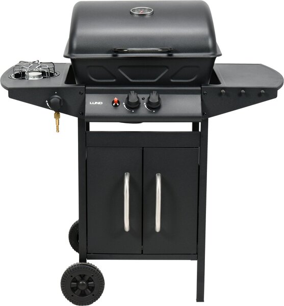 Barbecue a gas compatto con 3 bruciatori e fornello laterale, 8 kW