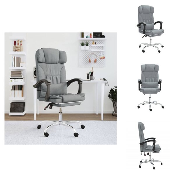 VidaXL Sedia da ufficio con funzione massaggio in tessuto grigio chiaro - Sedie da ufficio