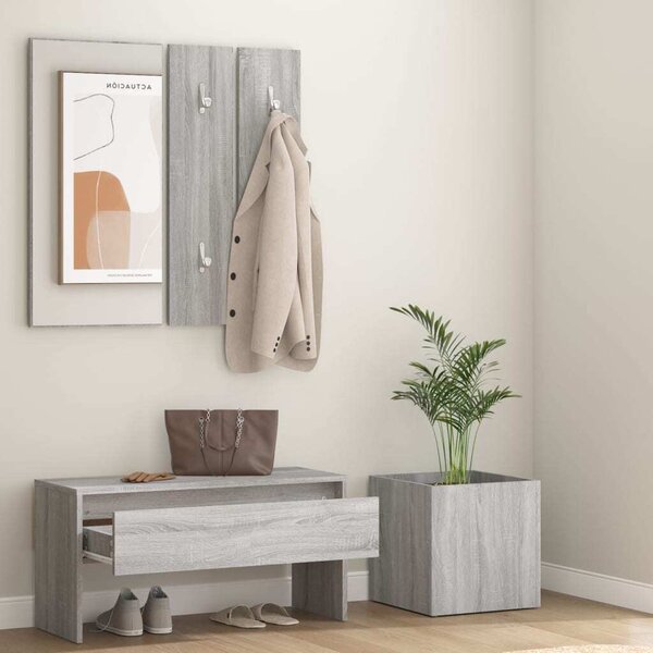 The Living Store Set di mobili per corridoio in legno grigio Sonoma