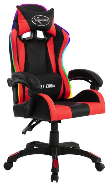 Sedia da Gaming con Luci a LED RGB Rossa e Nera in Pelle finta