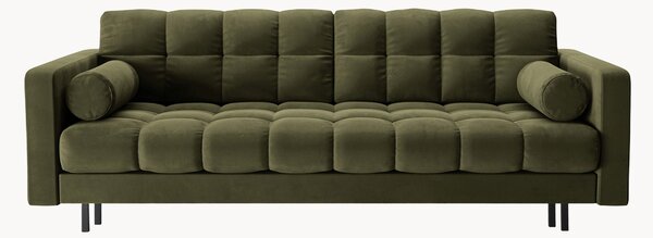 Divano letto 3 posti effetto velluto con contenitore Bali, larg. 222 cm