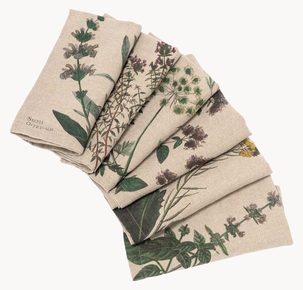 Set di 6 tovaglioli in lino Aromatic Herbs