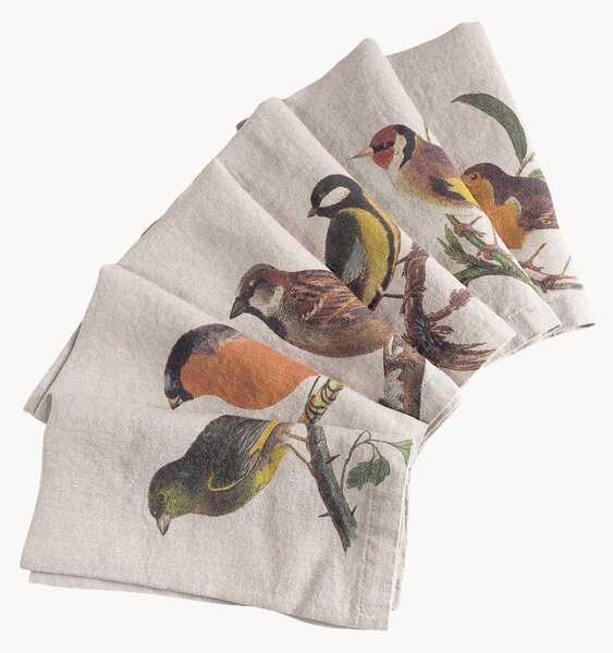 Set di 6 tovaglioli in lino Small Birds