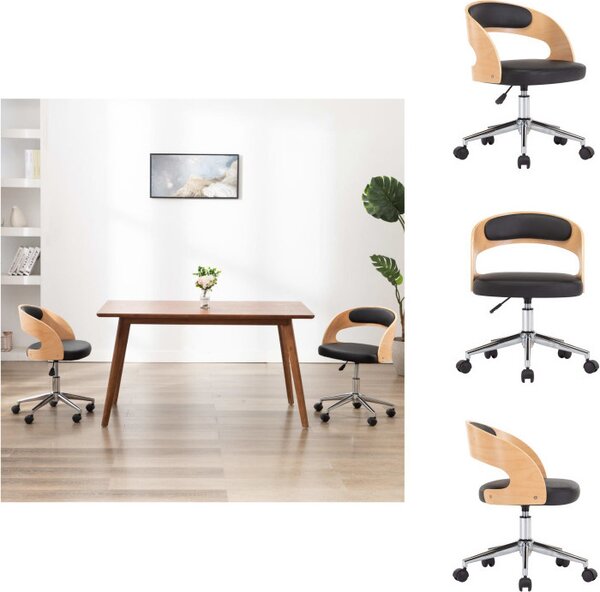VidaXL Sedia da ufficio girevole in legno curvato nero e Pelle finta - Sedie da ufficio