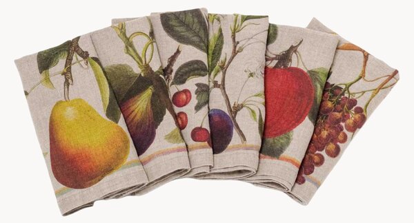 Set di 6 tovaglioli in lino Orchard Fruits