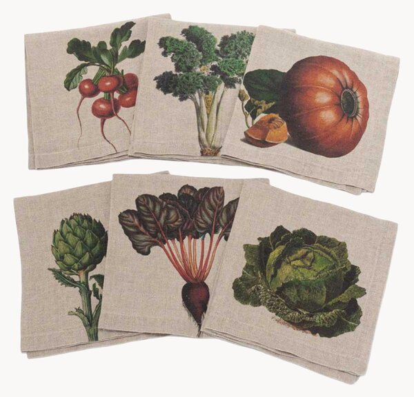 Set di 6 tovaglioli in lino Farm Vegetables