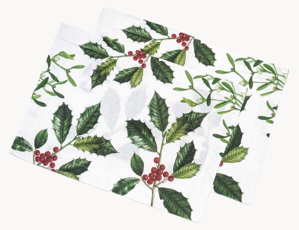 Set di 2 tovagliette in lino Holly & Mistletoe