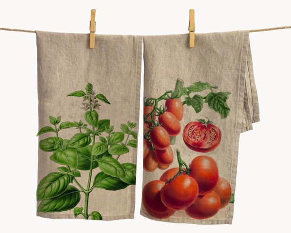 Set di 2 strofinacci in lino Tomato & Basil