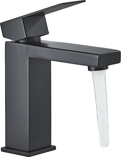 Rubinetto per lavabo, montato a soffitto, acciaio inossidabile resistente, nero corto