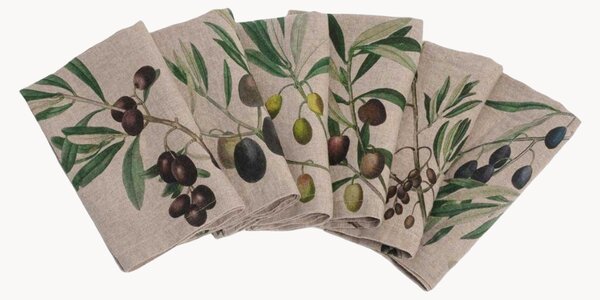 Set di 6 tovaglioli in lino Olives