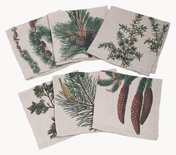 Set di 6 tovaglioli in lino Trees Conifers