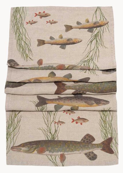 Runner da tavolo in lino Freshwater Fish