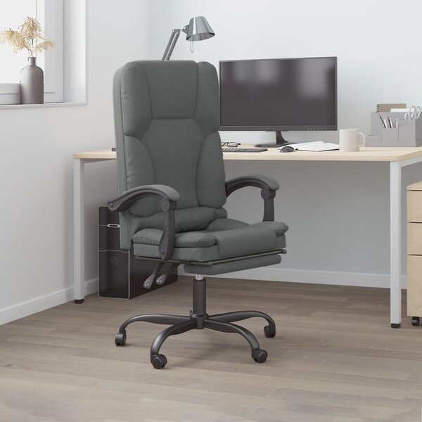 The Living Store Sedia da ufficio con funzione massaggio in tessuto grigio scuro