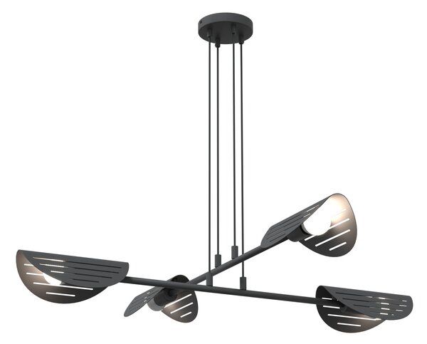 Lampadario Moderno 4 Luci Saber A Bracci In Acciaio Nero