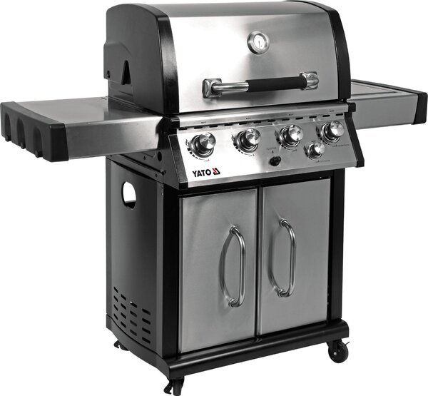 Barbecue a gas esclusivo da 17,5 kW, 4+1 bruciatori, acciaio inossidabile, 147 x 58 x 127 cm