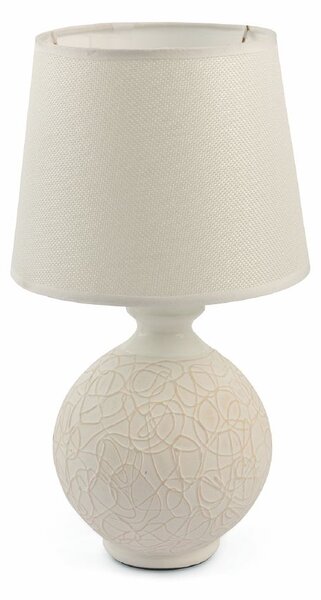 Lampada da Tavolo Lume Comodino Ceramica Tessuto Bianco Design Moderno  Abatjour